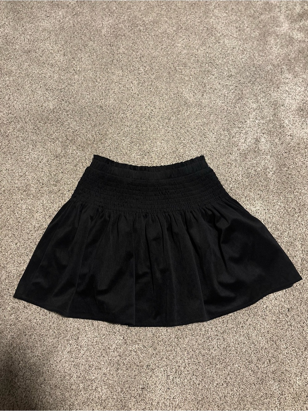 GB girls Black velvety Smocked Waist Flared Skirt